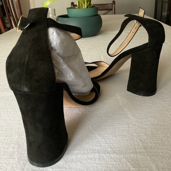 🇮🇹 Luca Valentini Black Suede Block Heel Strap - Picture 8 of 14